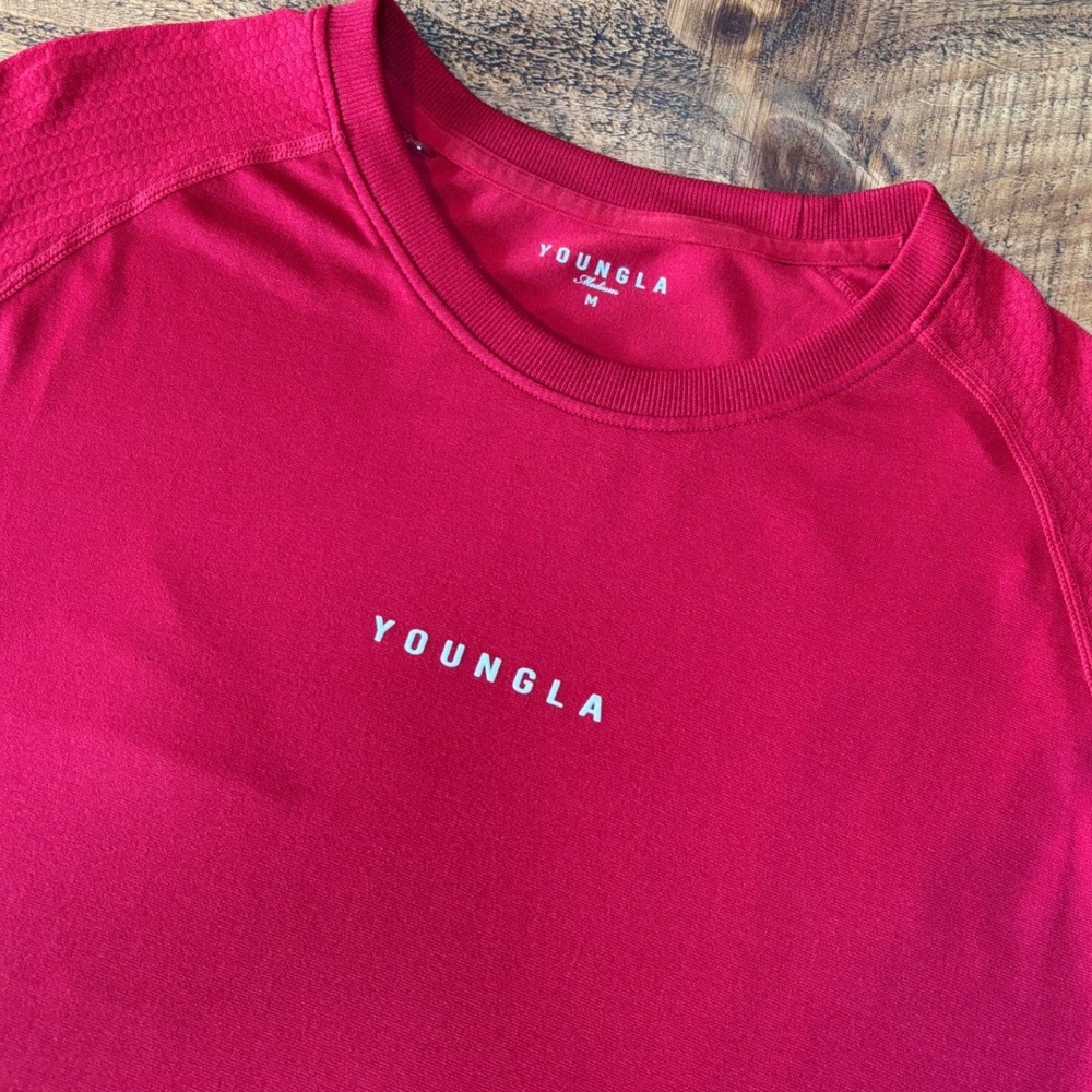 YoungLA Mens New Generation Compression Long Sleeve Base Layer Tee Red Medium